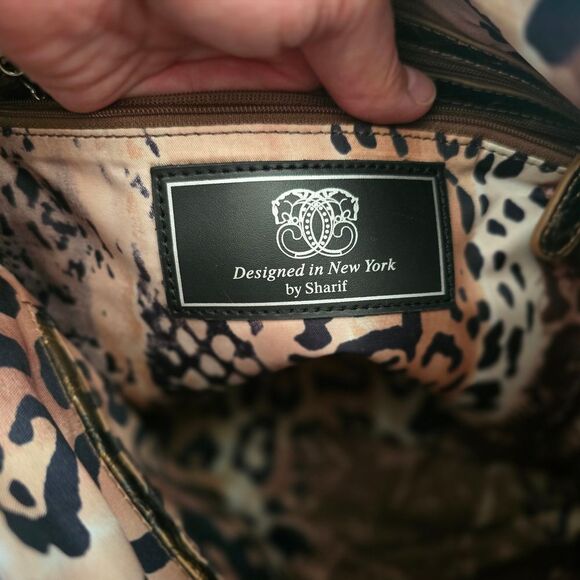 Vintage RARE Sharif Black and Gray Shoulder Bag with Metallic Emblem - Picture 15 of 16